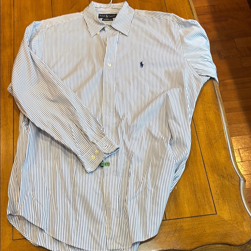 Polo by Ralph Lauren Blue and White Casual Button Down Shirt